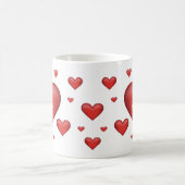 Rode harten met aangepaste naam koffiemok (Center)
