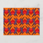 Rode harten met blauwe vlam in PatroonBriefkaart Briefkaart (Voorkant)