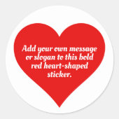 Rode harten met je bericht ronde sticker (Voorkant)