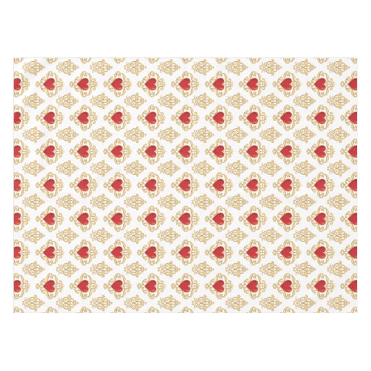 Rode harten met kroon tafelkleed (Voorkant (Horizontaal))