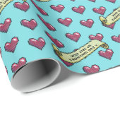 Rode harten met liefde op Valentijnsdag 80s Retro Cadeaupapier (Rol Hoek)