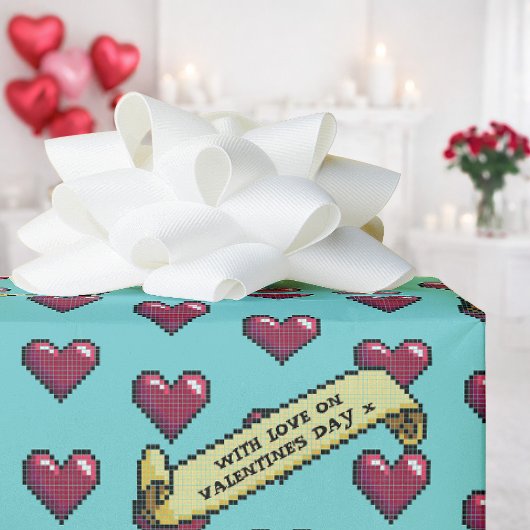 Rode harten met liefde op Valentijnsdag 80s Retro Cadeaupapier