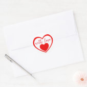 Rode harten met liefde ronde sticker (Envelop)