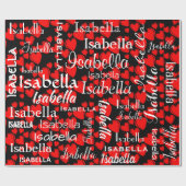 Rode harten met persoonlijke naam cadeaupapier (Vlak)