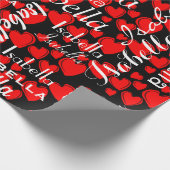 Rode harten met persoonlijke naam cadeaupapier (Hoek)