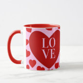 Rode harten met roze liefde mok (Links)