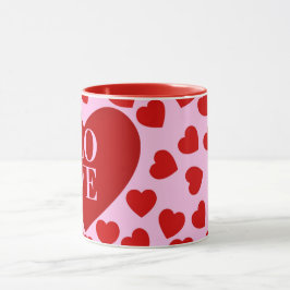 Rode harten met roze liefde mok