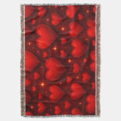 Rode harten met sterren patroon deken (Voorkant Verticaal)