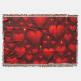 Rode harten met sterren patroon deken
