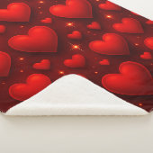 Rode harten met sterren patroon sherpa deken (3/4)