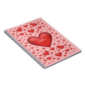 Rode harten met tekst notitieboek (Rechterzijde)