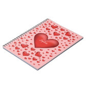 Rode harten met tekst notitieboek (Linkerzijde)