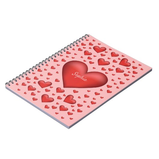 Rode harten met tekst notitieboek (Linkerzijde)