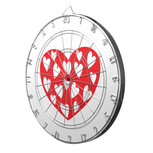 Rode harten met weinig hart dartbord (Voorkant Rechts)