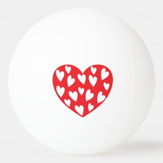 Rode harten met weinig hart pingpong pingpongbal (Voorkant)