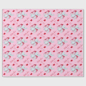 rode harten met witte boeg romantisch cadeaupapier (Vlak)