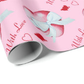 rode harten met witte boeg romantisch cadeaupapier (Rol Hoek)