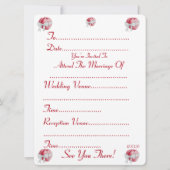 Rode harten met witte strik lint bruiloft uitnodig kaart (Achterkant)