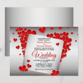 Rode harten mooie bruiloft kaart (Voorkant / Achterkant)