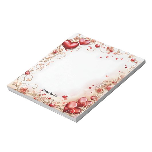 Rode harten notitieblok (Linkerzijde)