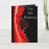 Rode harten op de zwarte kaart voor de man (Voorkant)