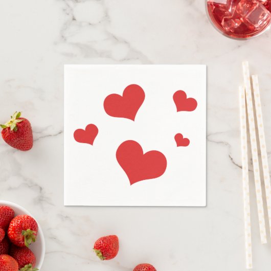 Rode harten op een servet (Insitu)