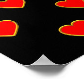 Rode harten op een zwarte achtergrond poster (Hoek)