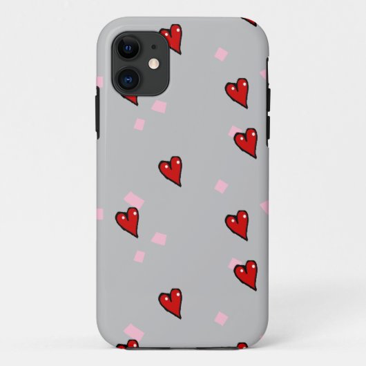 Rode harten op grijs Case-Mate iPhone case (Achterkant)