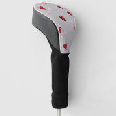 Rode harten op grijs golfheadcover (Schuin)