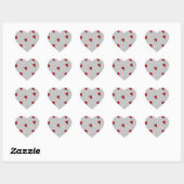 Rode harten op grijs hart sticker (Vel)
