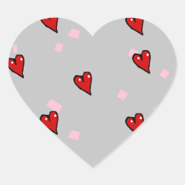 Rode harten op grijs hart sticker