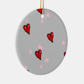 Rode harten op grijs keramisch ornament (Rechts)