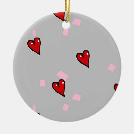 Rode harten op grijs keramisch ornament (Voorkant)