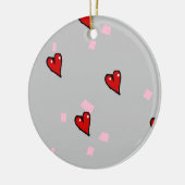 Rode harten op grijs keramisch ornament (Links)