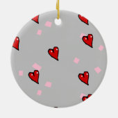 Rode harten op grijs keramisch ornament (Achterkant)