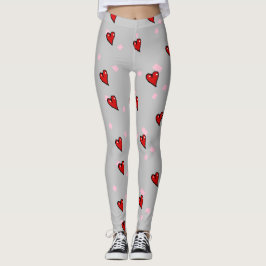 Rode harten op grijs leggings