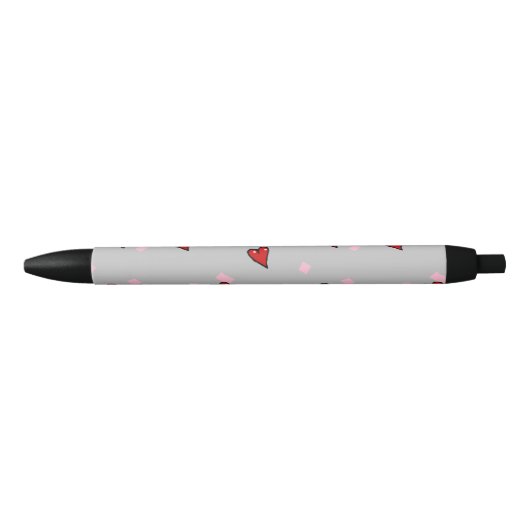 Rode harten op grijs zwarte inkt pen (Voorkant)