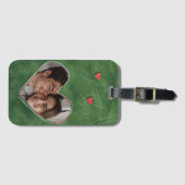 Rode harten op groen gras bagagelabel (Voorkant (horizontaal))