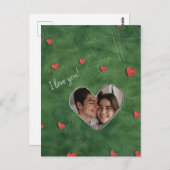 Rode harten op groen gras briefkaart (Voorkant / Achterkant)