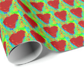 rode harten op groenboek cadeaupapier (Rol Hoek)