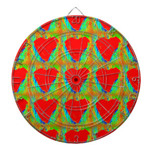 rode harten op groene dart board dartbord
