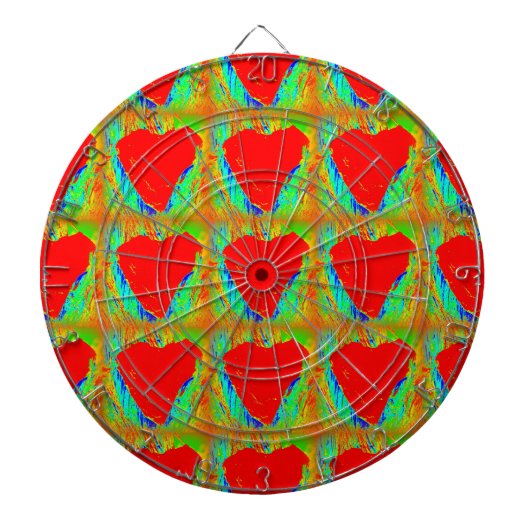 rode harten op groene dart board dartbord (Voorkant)
