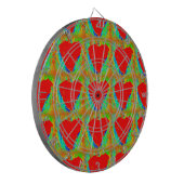 rode harten op groene dart board dartbord (Voorkant Links)