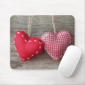 Rode harten op Houten Tabel 2 Muismat (Met muis)