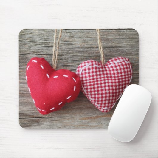 Rode harten op Houten Tabel 2 Muismat (Met muis)