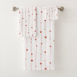 Rode harten op linten naadloze patroonpatroon Vale Bad Handdoek