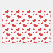 Rode harten op papierbladen inpakpapier vel (Voorkant 3)