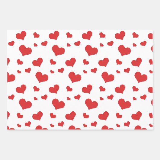 Rode harten op papierbladen inpakpapier vel (Voorkant 3)