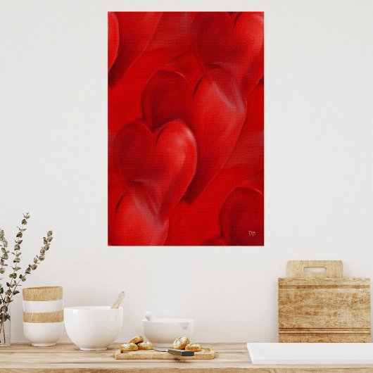 Rode harten op Posters Canvas (Keuken)