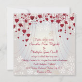 Rode harten op Radiant White en Snowflakes Weddens Kaart (Achterkant)